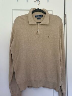 Ralph Lauren Beige Polo by Ralph Lauren Pima Cotton Sweater